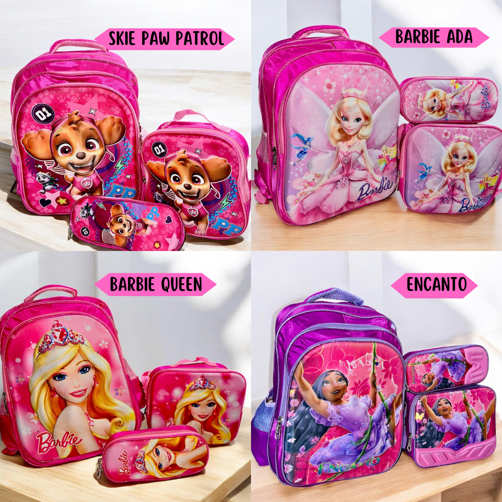 BOLSO ESCOLAR - LONCHERA - CARTUCHERA - SUPER COMBO ESCOLAR