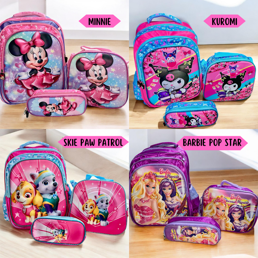 BOLSO ESCOLAR - LONCHERA - CARTUCHERA - SUPER COMBO ESCOLAR