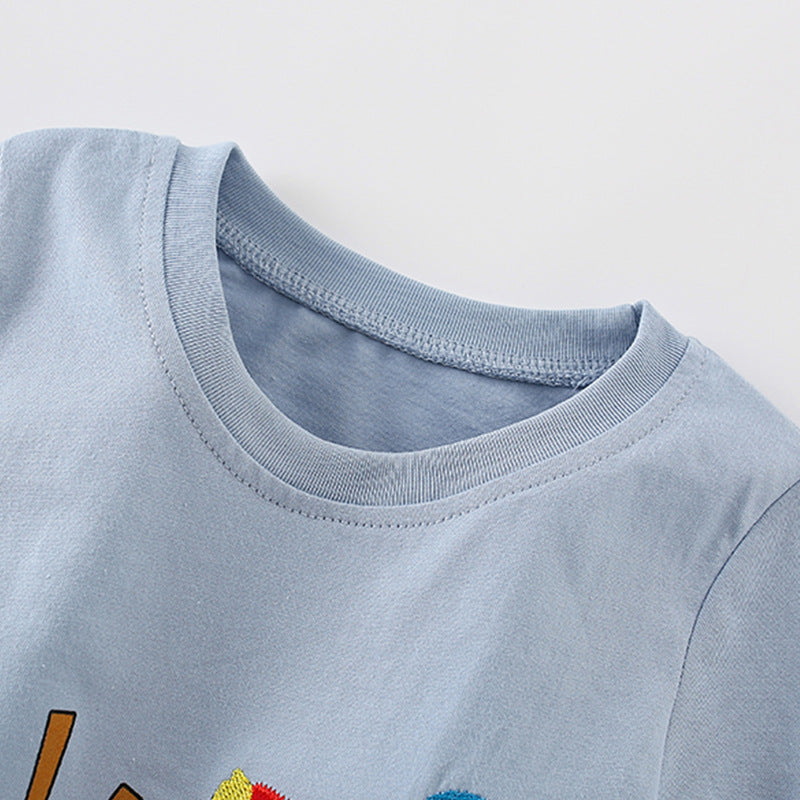 Camiseta de verano para niño con estampado de animales de dibujos animados y granja, estilo europeo y americano.